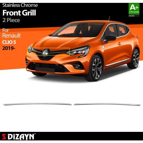 For Renault Clio 5 Chrome Front Grill Stainless Steel 2 Pcs. Year 2019