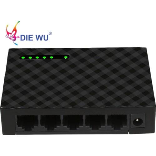 DIEWU 5 Port Gigabit Fast Ethernet Switch 10/100/1000Mbps Network switch adapter US EU plug