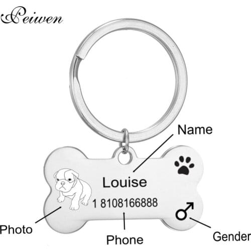 Dog ID Tags Keychain Personalized Customized ID Tag engraving Name For Cat Dog Collar Accessories Stainless Steel Tag For Puppy