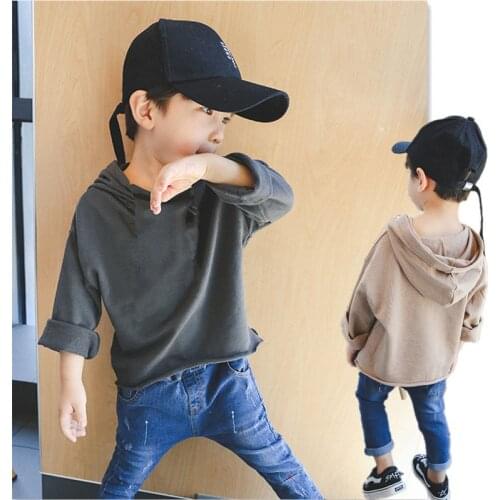 Tracksuit Hoody Tops Baby Boys and Girls Solid Color Sweatshirts Cotton Clothes for Kids Hooded T Shirt Loose Style Pullovers