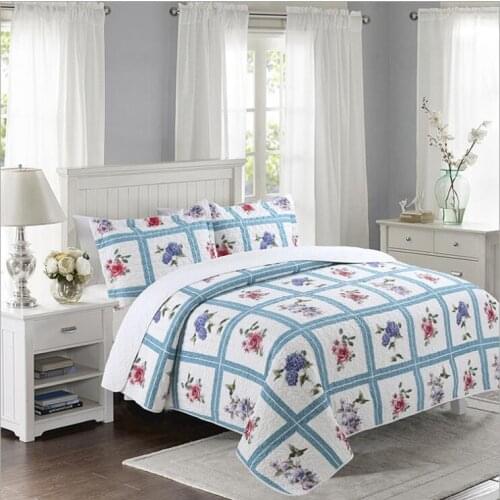 New 100% cotton Quilted American style Bedspread Bed Cover Bed Sheet size 240x260cm blanket Pillowcases 3pcs
