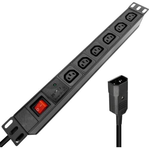 PDU Power Strip 6AC IEC C13 Socket Switch SPD Surge Protection 4000W 2M Cable For Server Network Cabinet Rack