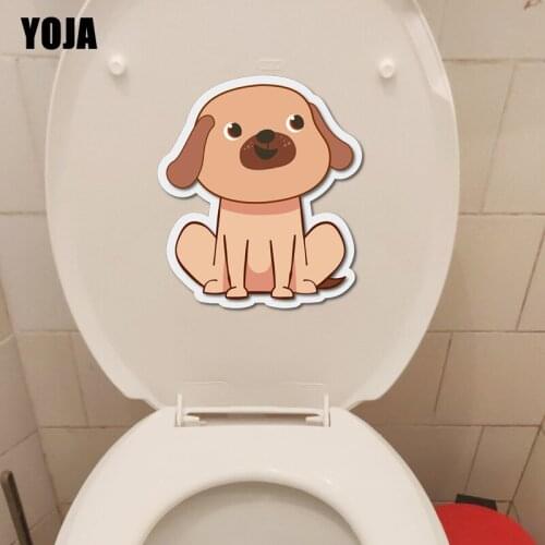 YOJA 19.9*22.4CM Interesting Dog BedRoom Home Decor Toilet Sticker Wall Decal Cartoon Animal T3-0501