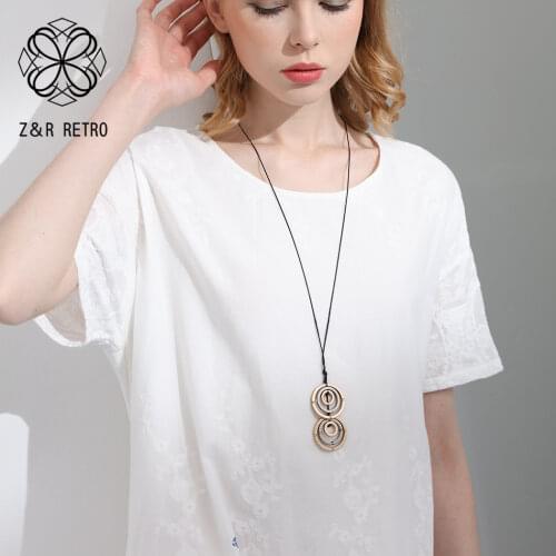 Women Necklaces&Pendants Circle Sweater Rope Chain Handmade Clothes Accessories Hollow Chain Necklaces Best Friends Prensents