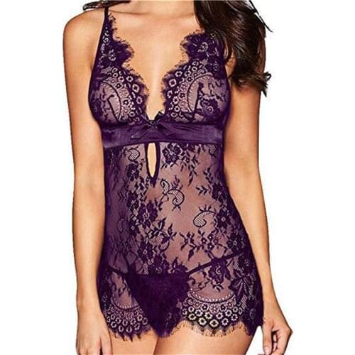 2021 New Women Lingerie Lace Hollow Out See Through Women High Quality Nightdress Underwear Sexy Embroidery Printed Lingerie