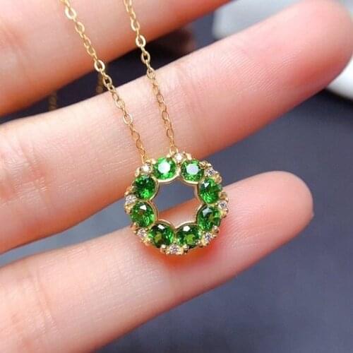 New Round Personality Retro Emerald Tourmaline Full Diamond Jewel Pendant Womens Fashion Wedding Necklace