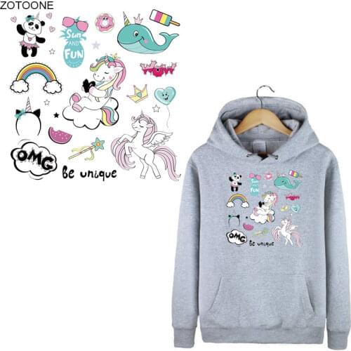ZOTOONE Iron on Patch Unicorn Rainbow Patches Heat Transfers for Clothing Washable Stickers for Kids Applications DIY Appliques
