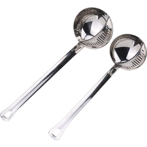 1PC 2 in 1 Soup Spoon With Filter Colander Scoop Stainless Steel Long Handle Spoon Cooking Tools Kitchen Accessories OK 0844