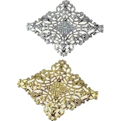 10pcs/lot 49x69mm Metal Filigree Flowers Slice Charms base Setting Jewelry DIY Components Findings