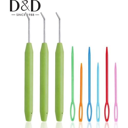 3pcs Knitting Crochet Hook with 6pcs Plastic Large Eye Sewing Needles DIY Sweater Weaving Yarn Needles Knitting Tools