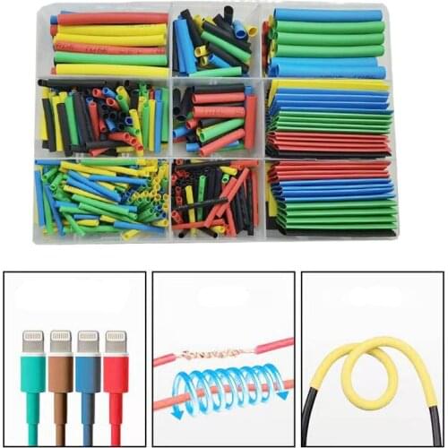 380pcs 2:1 Wrap Wire Cable Insulated Polyolefin Heat Shrink Tube Ratio Tubing Insulation Shrinkable Tubes