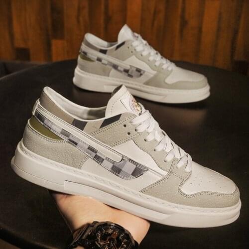 New Style Korean Trend Genuine Leather Lace Up White Shoes Fashion Sports Casual Shoes Bbreathable Antiskid Flat-bottomed Shoes