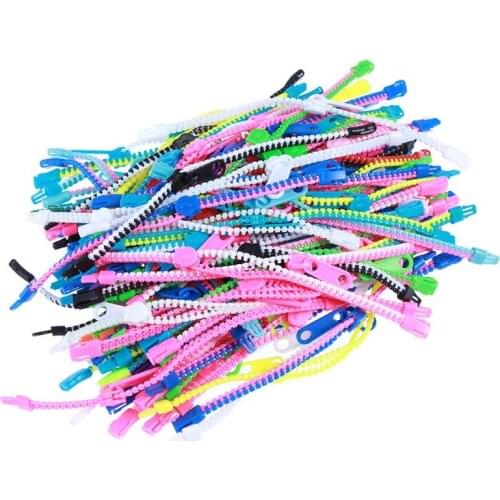100PCS Friendship Fidget Zipper Bracelets Sensory Toys Bulk Set Colors Party Favors for Kids Stuffers Pinata Filler Small Prizes