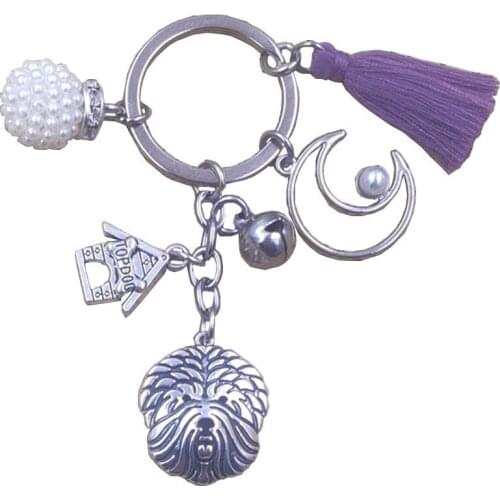 Old English Shepherd Dog Animal Luxury Keychain Key Ring Pet Tassels Antique Bohemian Women Men Male Jewelry Gift K030-031