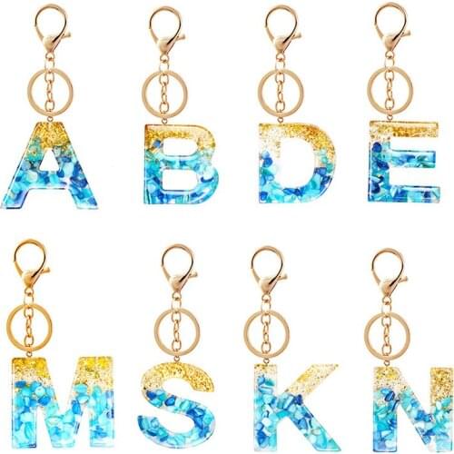 Fashion Alphabet Crystal Letter Pendent Arylic Keychain Women Charm Key Chains Gift Car Bag Accessory Key Ring Holder