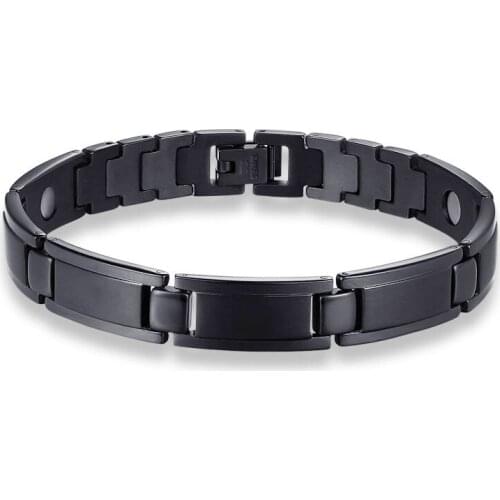 Black Mens Health Bracelets & Bangles Magnetic Stainless Steel Charm Bracelet Jewelry for Man