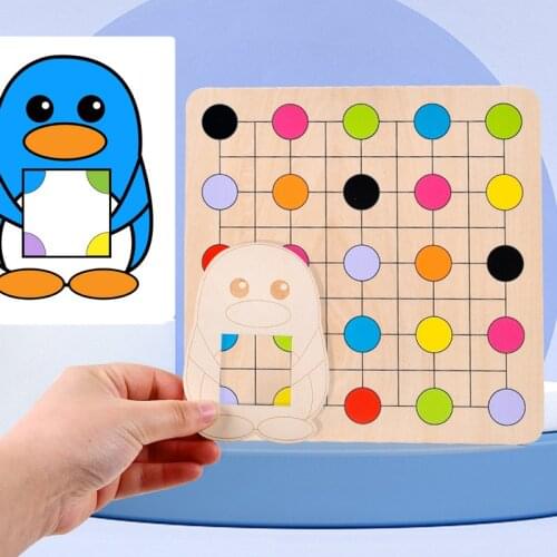 Montessori Wooden Spatial Imagination Color Matching Toy Kit Rainbow Memory Matching Game Educational Toy for Toddler Gifts