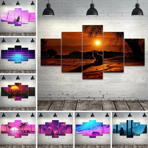 HD Prints Home Decor Canvas Tree Sun Sea Sky Poster Painting Wall Art Landscape Modular Pictures No Framework For Living Room