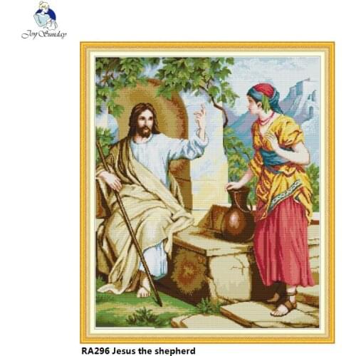 Joy Sunday Jesus the Shepherd Counted Cross Stitch DIY 14CT 11CT For Embroidery Home Decor Needlework Cross-stitching kits