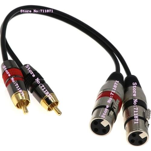 RCA Cannon XLR Cable line Double RCA Male Two XLR Female Adapter connector 2 XLR Cannon Female RCA Male Audio Line cable wire