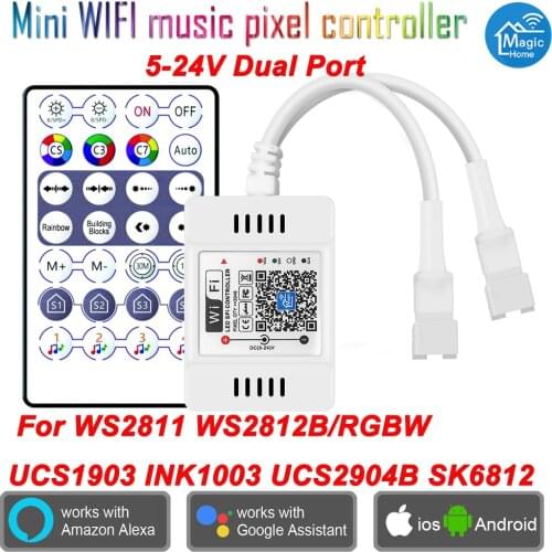 DC5V 12V 24V WiFi LED RGB Controller For WS2811 WS2812B/RGBW UCS1903 INK1003 UCS2904B SK6812 Addressable Led Strip Magic Home