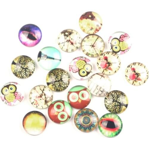 LF 20Pcs Glass Round 15mm Decoration Crafts Flatback Cabochon Embellishments For Scrapbooking Kawaii Cute Diy Accessories