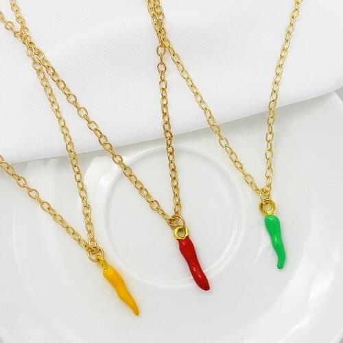Fashion Best Sellers Pepper Pendant Necklace Hot pepper red Green yellow Cute little pepper Necklace Jewelry accessories