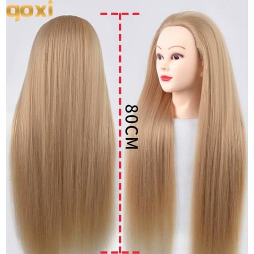 Qoxi mannequin heads with 80cm hair for braiding tete de cabeza manniquin dolls dummy head for hairdresser practice hair styling