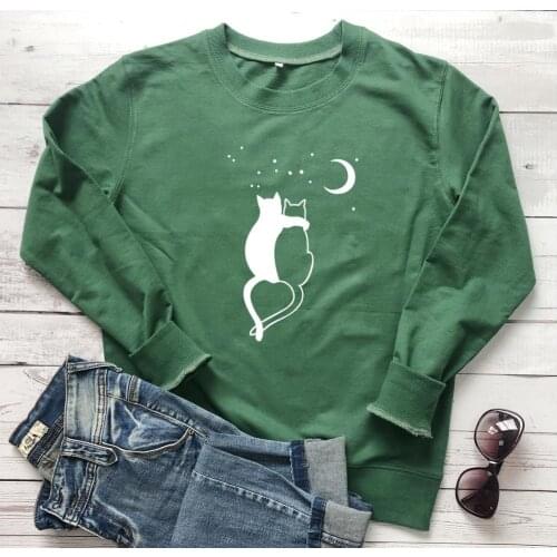 Cute cat graphic women fashion kawaii sweatshirt grunge tumblr cotton casual young hipster street style girl gift top drop ship