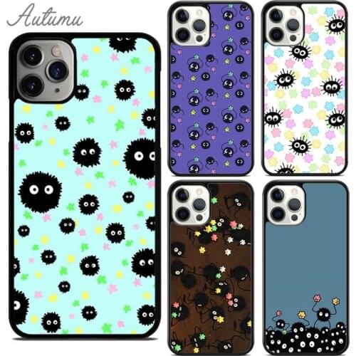 Cute Studio Ghibli Spirited Away SOOT Phone Case for iPhone 11 12 Pro Max mini X XR XS SE 2020 5 6S 7 8 Plus Galaxy S9 S10 Cover