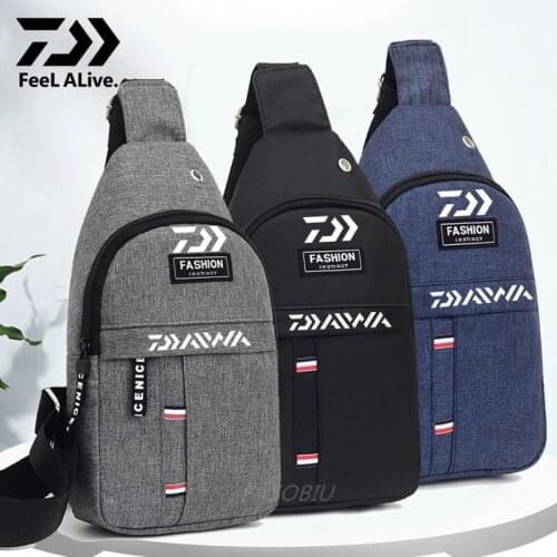Daiwa Mens New Chest Bags Outdoor Sport Running Walking Backpack Waterproof Canvas Fishing Bag Zipped Multi-function Bag