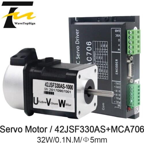 WaveTopSign Micro 32W brushless DC Servo Motor Driver Kits Motor 42JSF330AS 32W 0.1N.M +Driver MCAC706 DC24-50V