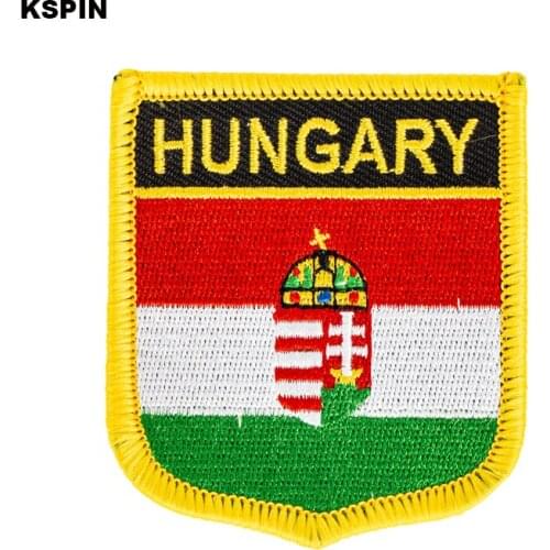 Hungary Flag Embroidery Patches Iron on Saw on Transfer patches Sewing Applications for Clothes in Home&Garden