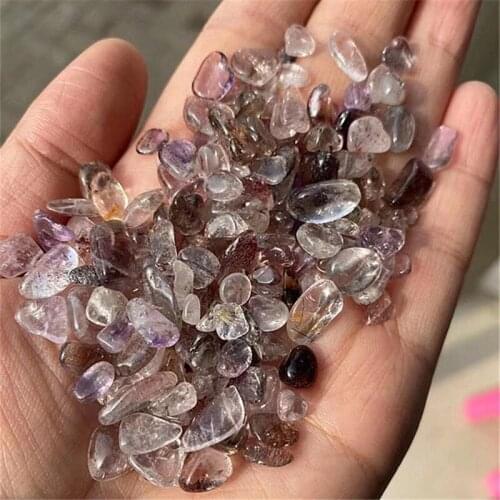 Natural smokey amethyst super seven crystal quartz healing stones tumbles home decor