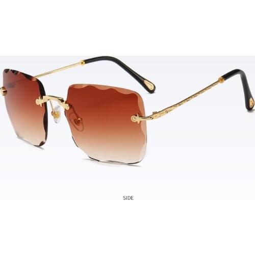 Fancy Fashion Gradient Metal Big Oversized Rimless Square Women Sunglasses 2020 Men