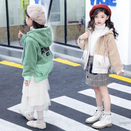 Girl winter new windproof jacket Girl casual hooded coat Girls fashion stitching warm jacket Girls warm jacket