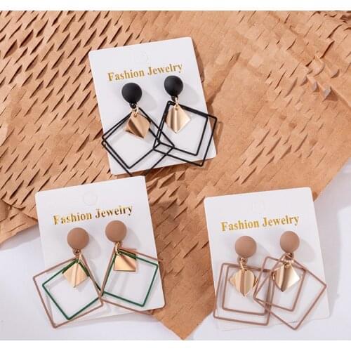 New Fashion Personality Earrings Korean Womens Geometric Earrings Square Earrings Pendant Wholesale Hot Sale Women Trend 2021