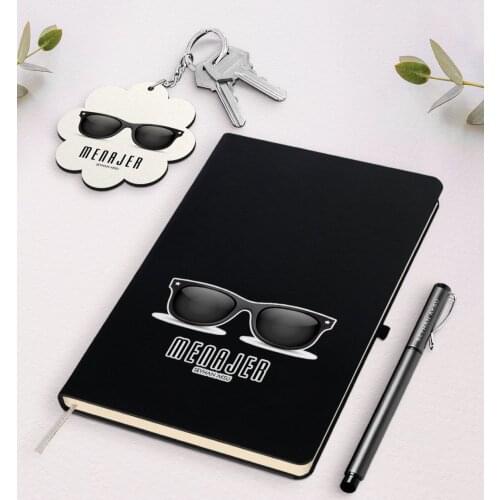 Personalized Manager Black Notebook Pen And Keychain Gift Set