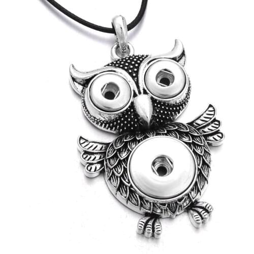 New Owl Snap Pendant Necklace 12mm 18mm Snap Button Jewelry Interchangeable Necklace With Chain Button Jewelry
