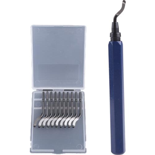 Handle Burr Metal Deburring Remover Cutting Tool with 10pcs Rotary Deburr Blades 85AC