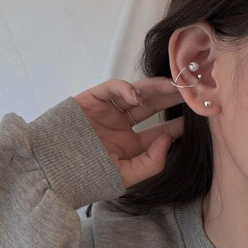 Earrings Pearl Cross Round Bead Clip For Women New Trendy Fashion Korean Hot Sale Simple Design Female Wedding Jewelry BOYULIGE