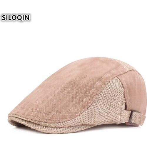 SILOQIN New Summer Womens Cap Mesh Hat Breathable Beret Adjustable Size Fashion Mens Berets Brand Cap Snapback Cap Couple Hat