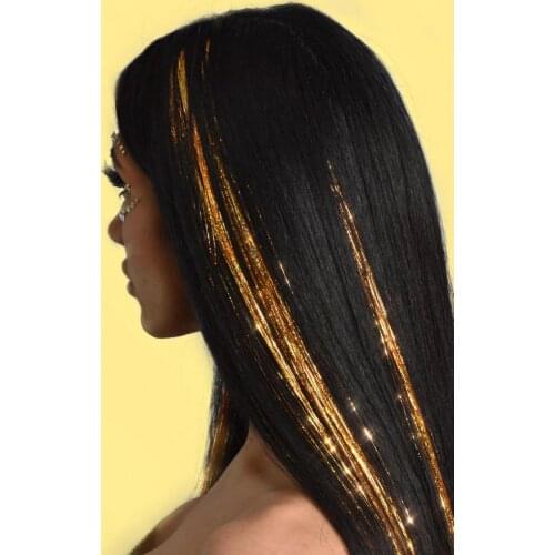 PRODİVA SILVERY PARILTILI HAIR SOURCES, HAIR TINSEL, 30 PCS, GOLD