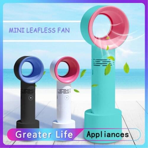 USB Mini 3 Speed Adjustable Bladeless Fan Desktop Airflow Cooling Fan+Base