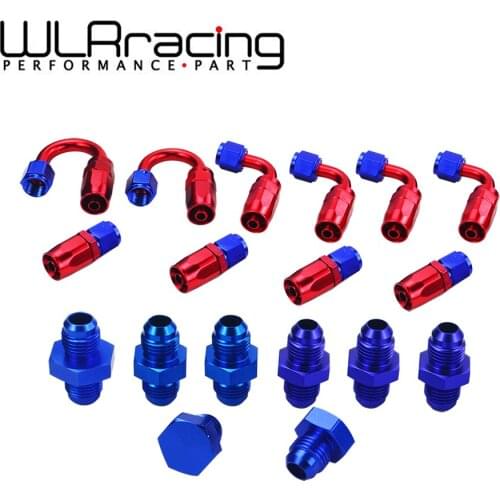 WLR- 6 AN AN-6 Straight / 90 /180 Degree Aluminum Swivel Hose End Fitting Adapter Oil Fuel Line + AN6 PORT PLUG WLR-SL10AN6-RB