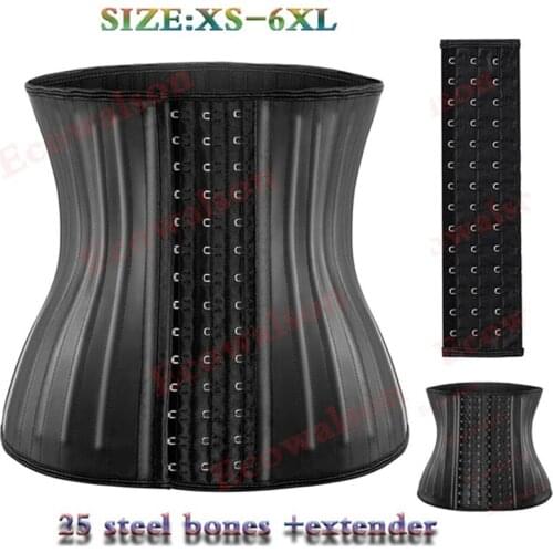 25 Steel Bones Plus Size XS-6XL Waist Trainer for Women Corset Cincher Body Shaper with Steel Bones and Extender
