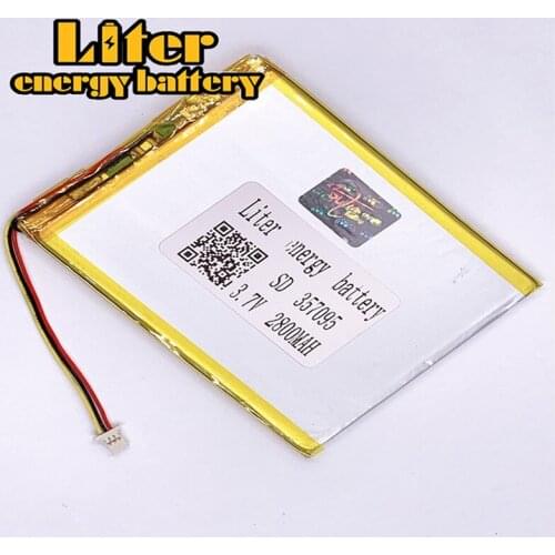 1.0MM 3pin connector 3.7V 357095 2800mah (polymer lithium ion battery) Li-ion battery for tablet pc 7 inch MP3 MP4 replace