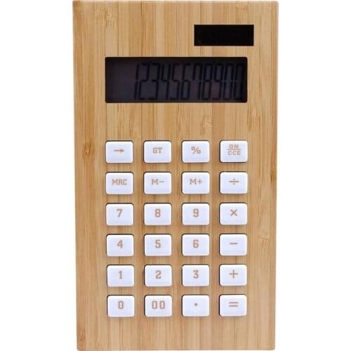 1pc Useful Electronic Calculator Office Stationery Bamboo Solar Calculator