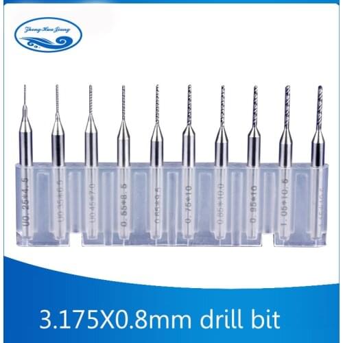 10pcs 3.175mm PCB Milling Cutter 3.175X0.8mm Carbide Drill Bit Wood Cutters CNC Machine Milling Bit Carbide PCB Routet Bit