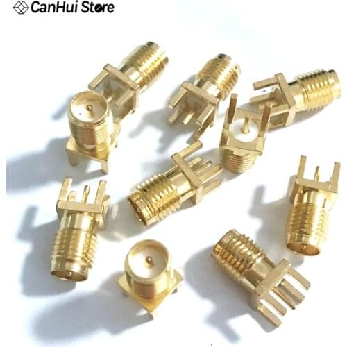 10PCS SMA Female Jack Solder PCB Mount Straight RF Connector Gold SMA-KE Female External Thread Internal Needle